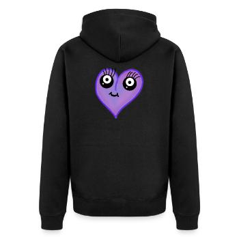 Kawaii Herz Herzen Valentin Liebe - Unisex Premium Bio Zip Hoodie - Schwarz - Hinten - Nico (187cm)