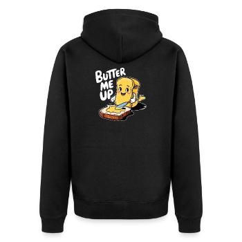 Toast de dessin animé Butter Me Up drôle - Veste à capuche bio Premium Unisexe - noir - Dos - Nico (187cm)