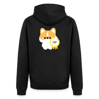 Zertifizierter NPC Corgi - Unisex Premium Bio Zip Hoodie - Schwarz - Hinten - Nico (187cm)