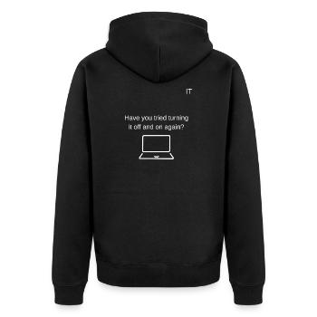 Neustart Humor Laptop Spruch - Unisex Premium Bio Zip Hoodie - Schwarz - Hinten - Nico (187cm)