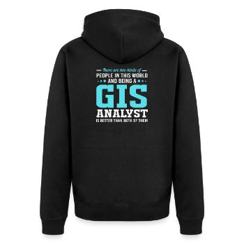 GIS-Analyst Kartografie Geografie Geography - Unisex Premium Bio Zip Hoodie - Schwarz - Hinten - Nico (187cm)