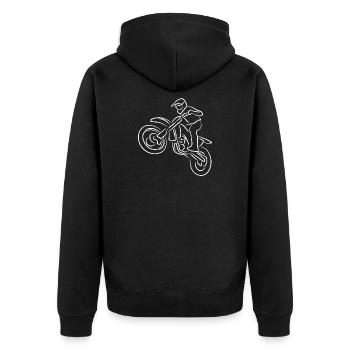 Motocrossfahrer Zeichnung - Unisex Premium Bio Zip Hoodie - Schwarz - Hinten - Nico (187cm)