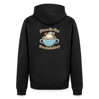 Bitte Nicht Stören: Kaffeebärchen - Unisex Premium Bio Zip Hoodie - Schwarz - Hinten - Nico (187cm)