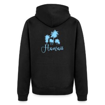 Hawaii Palm Trees Script Design - Unisex Premium Organic Zip Hoodie - black - Back - Nico (187cm)