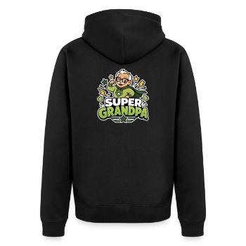 Super Grandpa Superhero Grandpa - Funny Comic Hero - Unisex Premium Organic Zip Hoodie - black - Back - Nico (187cm)