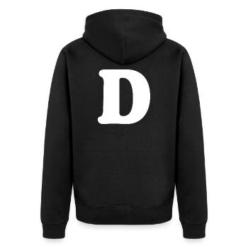 Impression de style grand D | Point D | D Logo - Veste à capuche bio Premium Unisexe - noir - Dos - Nico (187cm)