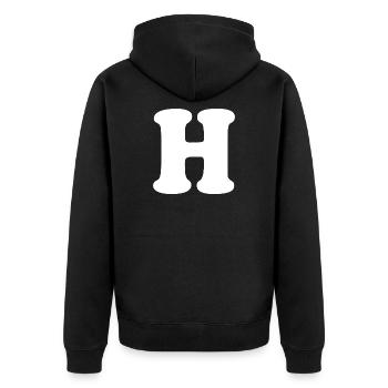 Imprimé grand style H | Lettre H | H Logo - Veste à capuche bio Premium Unisexe - noir - Dos - Nico (187cm)