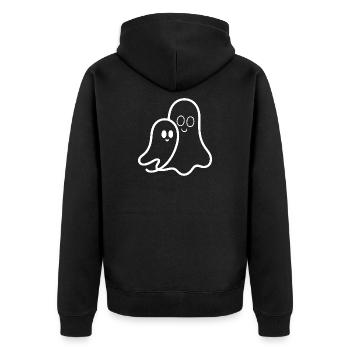 Kuschelige Geisterfreundschaft - Unisex Premium Bio Zip Hoodie - Schwarz - Hinten - Nico (187cm)