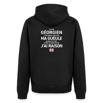 Je Suis Georgien Je Ne Ferme Deja Pas Ma Gueule... - Veste à capuche bio Premium Unisexe - noir - Dos - Nico (187cm)