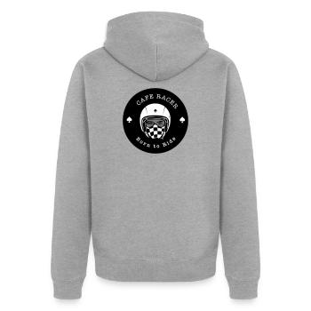 Cafe racer - Unisex Premium Organic Zip Hoodie - heather grey - Back - Nico (187cm)