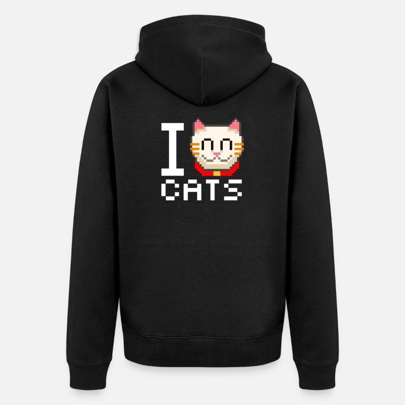 J'adore les chats - Veste à capuche bio Premium Unisexe - noir