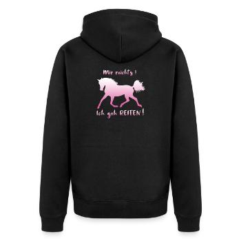 That's enough for me, I go riding horses saying funny - Unisex Premium Organic Zip Hoodie - black - Back - Nico (187cm)
