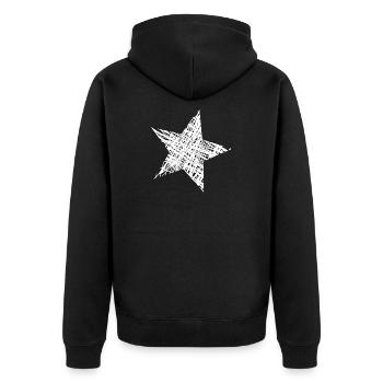 STERN. STERNE. STERN. STERNE. FEST. JAHRESTAG - Unisex Premium Bio Zip Hoodie - Schwarz - Hinten - Nico (187cm)