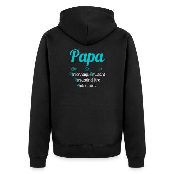 Papa : Personnage Amusant Persuadé d'être../Humour - Veste à capuche bio Premium Unisexe - noir - Dos - Nico (187cm)