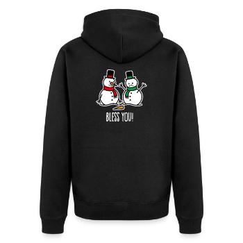 Gesundheit lustige Schneemann Cartoon Weihnachten - Unisex Premium Bio Zip Hoodie - Schwarz - Hinten - Nico (187cm)
