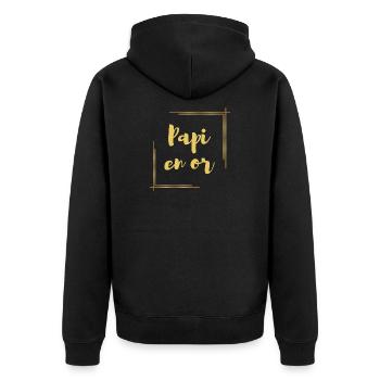 PAPI EN OR - Veste à capuche bio Premium Unisexe - noir - Dos - Nico (187cm)