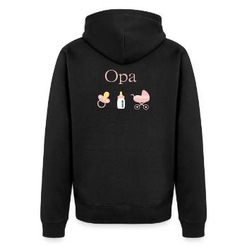 Opa 2026 Geburt Mädchen Vorlage personalisierbar - Unisex Premium Bio Zip Hoodie - Schwarz - Hinten - Nico (187cm)