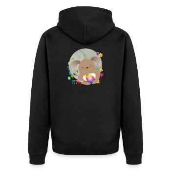 niedlicher Osterhase beim Ostereier bemalen - Unisex Premium Bio Zip Hoodie - Schwarz - Hinten - Nico (187cm)