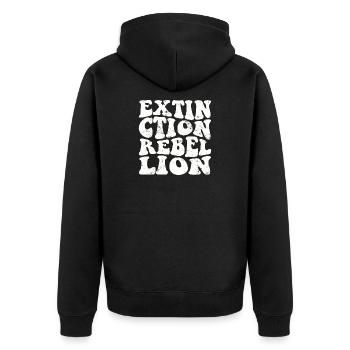 Extinction Rebellion Retro weiss - Unisex Premium Bio Zip Hoodie - Schwarz - Hinten - Nico (187cm)