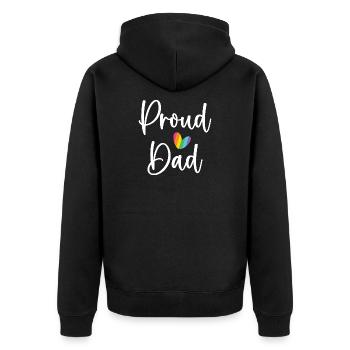 Stolzer Papa - Unisex Premium Bio Zip Hoodie - Schwarz - Hinten - Nico (187cm)