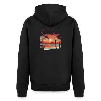 Vintage Beach Summertime - Unisex Premium Bio Zip Hoodie - Schwarz - Hinten - Nico (187cm)