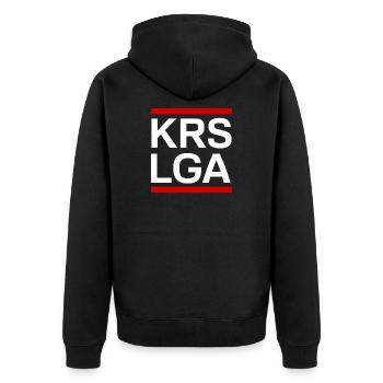 KREISLIGA weiß - Unisex Premium Bio Zip Hoodie - Schwarz - Hinten - Nico (187cm)