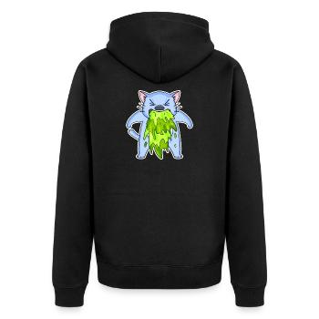 Katze kotzt Kotze - Unisex Premium Bio Zip Hoodie - Schwarz - Hinten - Nico (187cm)