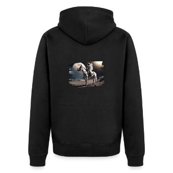 Astronaut on horse in space - Unisex Premium Organic Zip Hoodie - black - Back - Nico (187cm)
