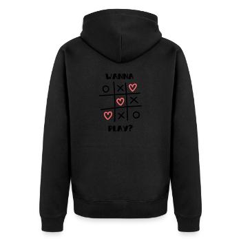 want to Play Funny Saying - Unisex Premium Organic Zip Hoodie - black - Back - Nico (187cm)