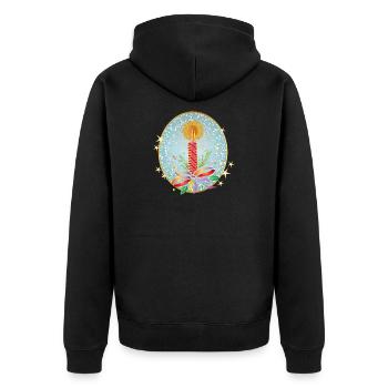 red christmas candle for christmas in frame - Unisex Premium Organic Zip Hoodie - black - Back - Nico (187cm)