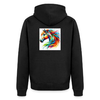 Horse - Unisex Premium Organic Zip Hoodie - black - Back - Nico (187cm)