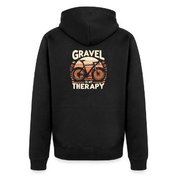 Gravel Bike Therapy T-Shirt - Unisex Premium Organic Zip Hoodie - black - Back - Nico (187cm)