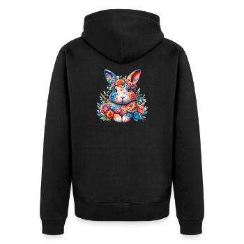 Lapin décoré de fleurs - Veste à capuche bio Premium Unisexe - noir - Dos - Nico (187cm)