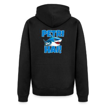 Petri Hai, Petri Heil Pêcheur Glück - Veste à capuche bio Premium Unisexe - noir - Dos - Nico (187cm)