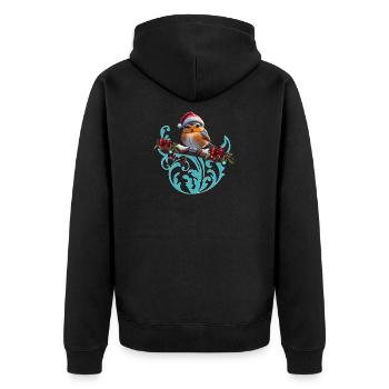Niedlicher Weihnachtsvogel, der auf einem überdachten Ast sitzt - Unisex Premium Bio Zip Hoodie - Schwarz - Hinten - Nico (187cm)