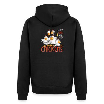 Juste une fille qui aime les poulets Fan de poulets de poulet - Veste à capuche bio Premium Unisexe - noir - Dos - Nico (187cm)