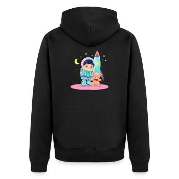 Astronaut with teddy bear - Unisex Premium Organic Zip Hoodie - black - Back - Nico (187cm)