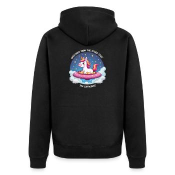 Licorne vue de l’espace - Veste à capuche bio Premium Unisexe - noir - Dos - Nico (187cm)