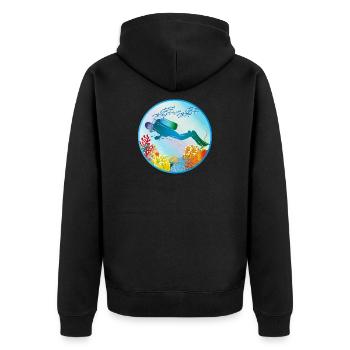 Taucher im bunten Korallenriff - Unisex Premium Bio Zip Hoodie - Schwarz - Hinten - Nico (187cm)