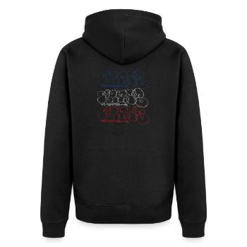 Graffiti Art Collage Print (Parisian Bubble Style - Unisex Premium Organic Zip Hoodie - black - Back - Nico (187cm)