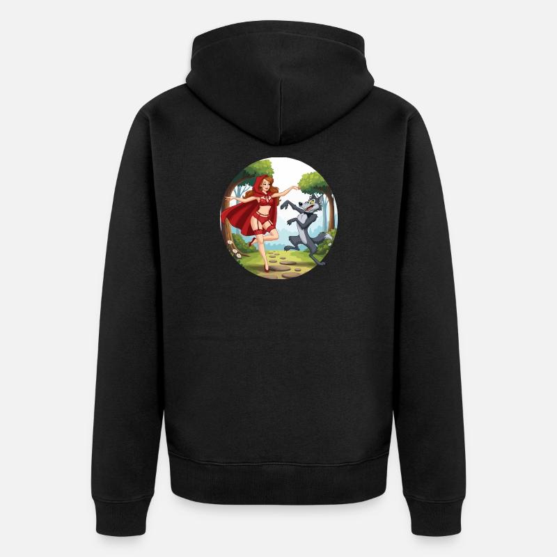 Roodkapje_danst_met_wolf - Veste à capuche bio Premium Unisexe - noir