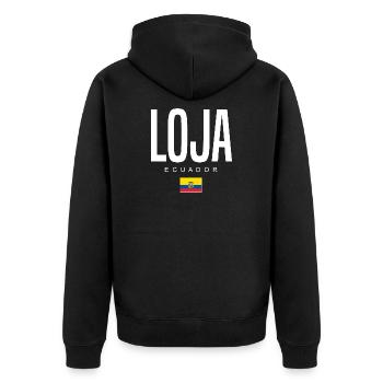 Loja Équateur Équatoriens - Veste à capuche bio Premium Unisexe - noir - Dos - Nico (187cm)