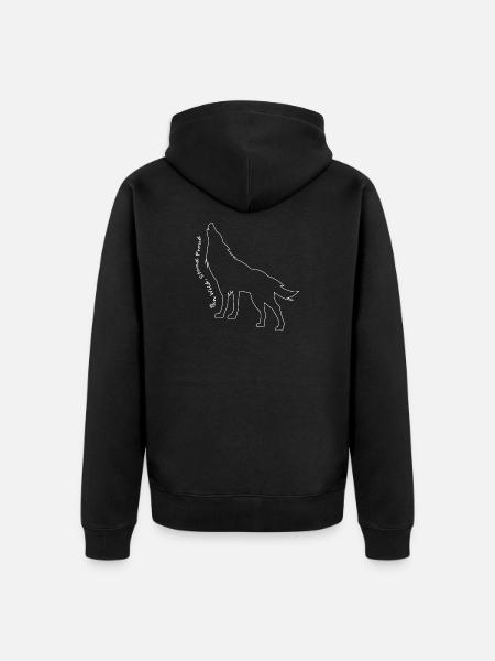 Howling Wolf Line Art Design - Unisex Premium Organic Zip Hoodie - black