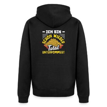 Totally underpommest again – French fries joke - Unisex Premium Organic Zip Hoodie - black - Back - Nico (187cm)