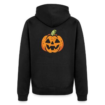 Funny Halloween Pumpkin Face - Unisex Premium Organic Zip Hoodie - black - Back - Nico (187cm)
