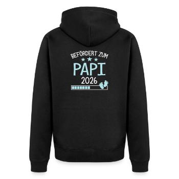 Befördert zu Papi 2026 Geschenk für Großvater - Unisex Premium Bio Zip Hoodie - Schwarz - Hinten - Nico (187cm)