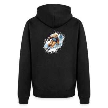 Golden Retriever Dog Ski Skiing - Unisex Premium Organic Zip Hoodie - black - Back - Nico (187cm)