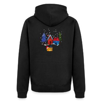Winter houses with snow - Unisex Premium Organic Zip Hoodie - black - Back - Nico (187cm)
