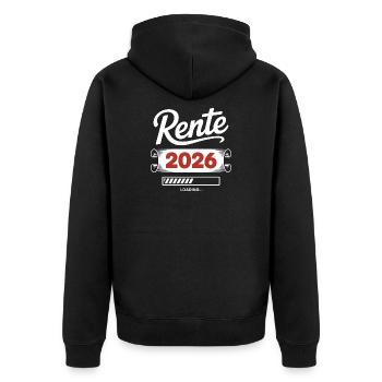 Rente 2026 Ladezeit Shirt - Unisex Premium Bio Zip Hoodie - Schwarz - Hinten - Nico (187cm)
