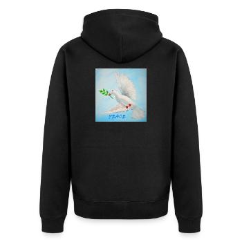 Friedenstaube mit Zweig - Unisex Premium Bio Zip Hoodie - Schwarz - Hinten - Nico (187cm)